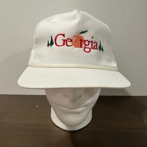 Vintage Youngan Cap Georgia State Farm Rope Hat Snapback Peach White‎ OSFM